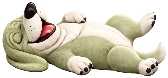 Wobby rolling on his back laughing