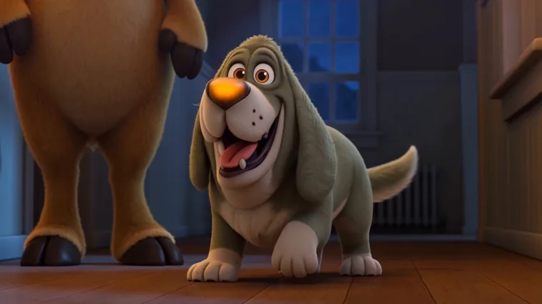 Wobby grinning with his glowing nose beside Bobby